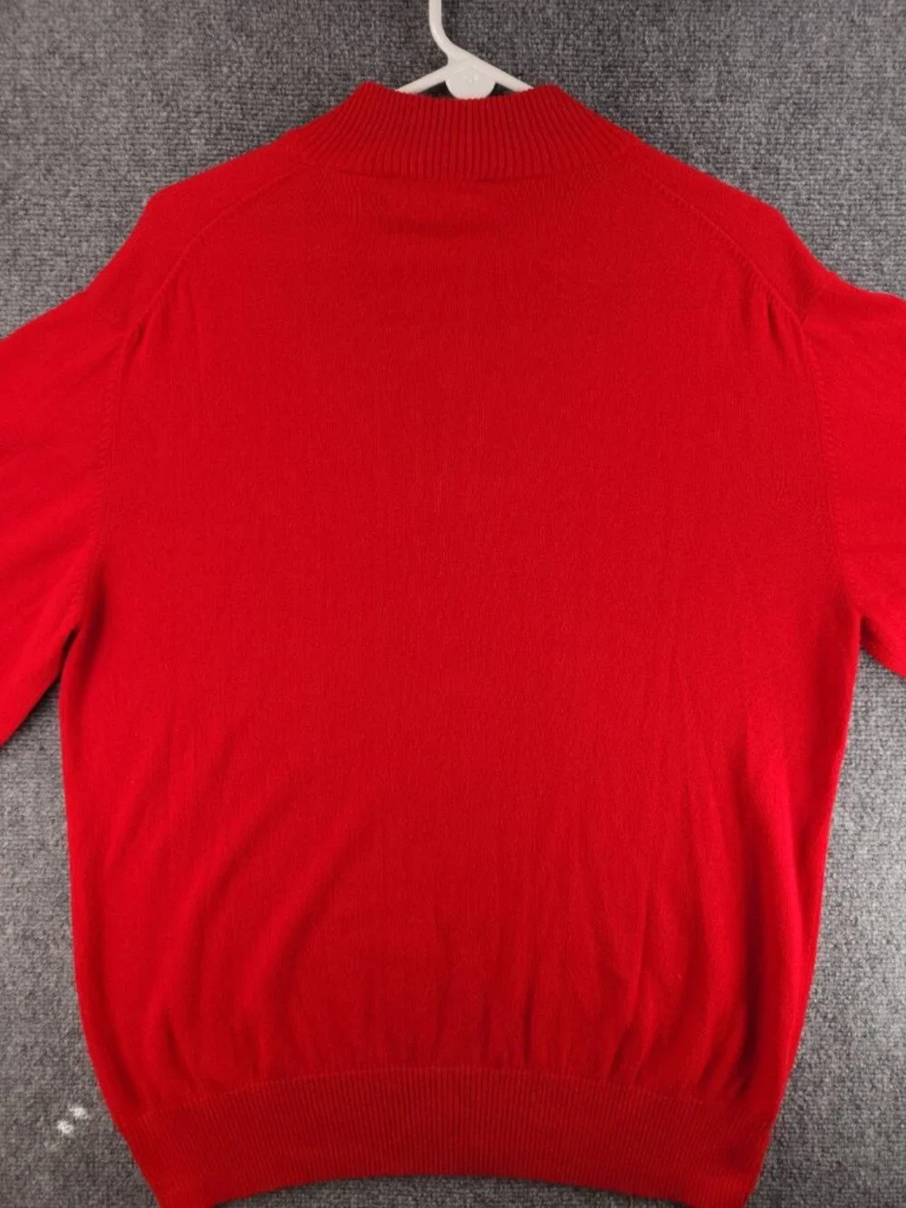 Orvis Cotton Silk Cashmere Pullover Red Sweater Soft 1/4 Zip Knit Mock Neck